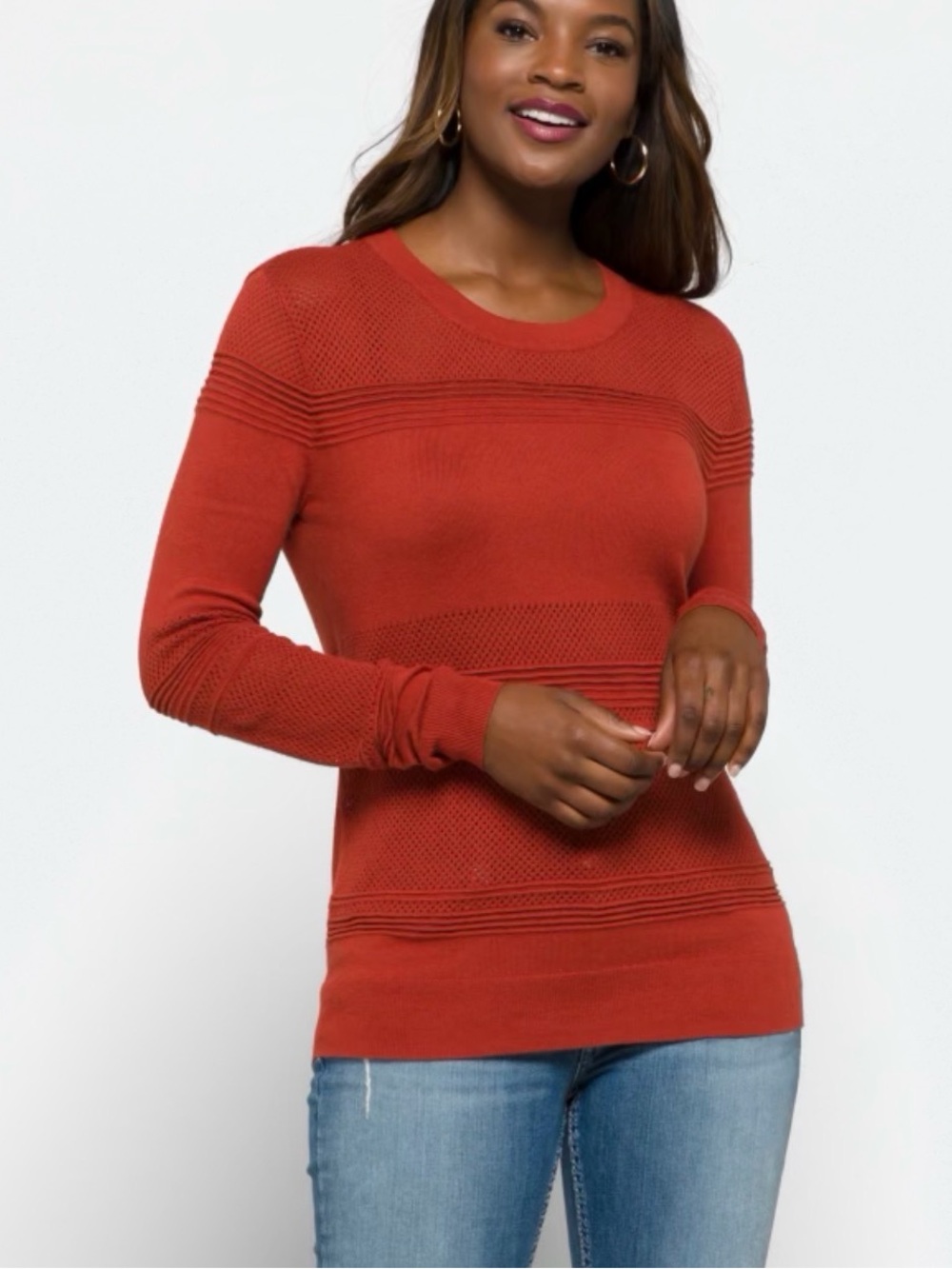 Marker & Spruce. Lightweight Crewneck Sweater - Burnt Orange